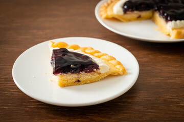 Blueberry Cheese Pie on white plate
