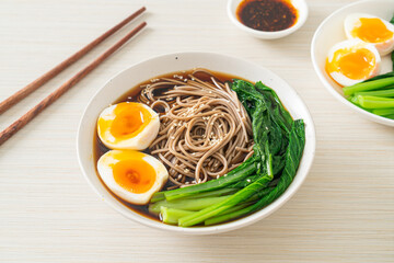 ramen noodles with egg - vegan or vegetarian food style