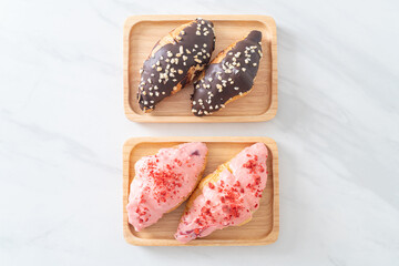 croissant with strawberry chocolate sauce