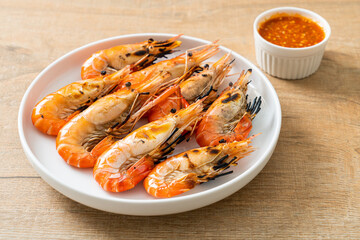 grilled river prawns or shrimps