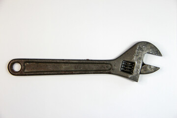 Adjustable wrench isolated on the white background