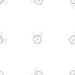A seamless vector pattern of alarm clocks isolated on transparent background. Designed for prints, templates, wraps, backgrounds