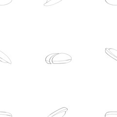 An outline seamless vector pattern of round buns isolated on transparent background. Designed in black and white colors for prints, templates, backgrounds, wraps