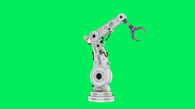 robot hand or robotic arm isolated on green screen