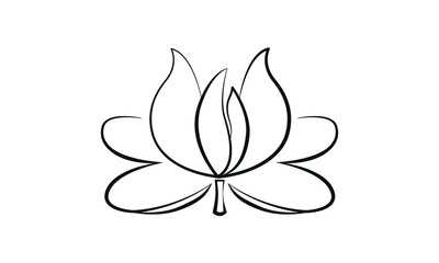 Water flower logo in art deco style. Thin line element in white background. Cute art work.Vector illustration, isolated