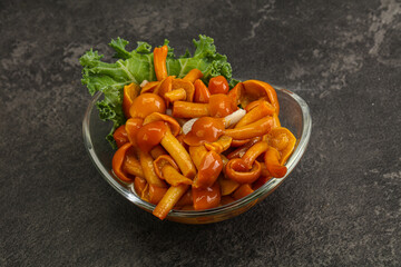 Marinated mushroom - honey agaric in the bowl