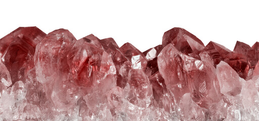 ruby with red dark large crystals isolated on white
