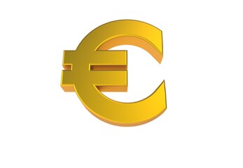 Euro money symbol gold minimal isolated background money currency 