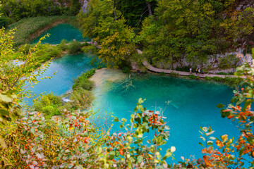 Scenic view of Plitvice Lakes National Park in Croatia