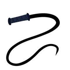 Whip for training an animal. Long cord. Horsewhip of Wild West. Flat cartoon