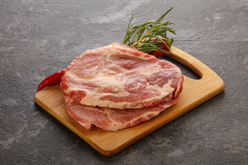 Raw pork meat neck steak