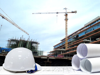 Construction industry caps and building construction drawings