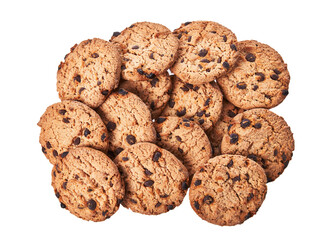  Delicious chocolate cookies isolated on a white background