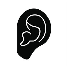 Ear vector icon, hearing symbol. Simple, flat design for web or mobile app on white background. color editable
