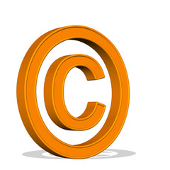 Fototapeta premium Copyright-Zeichen, 3d-Illustration vor weißem Hintergrund