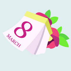 8 march calendar illustration