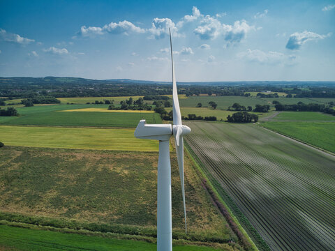 Wind Turbine Close Up In Rural Countryside Location 