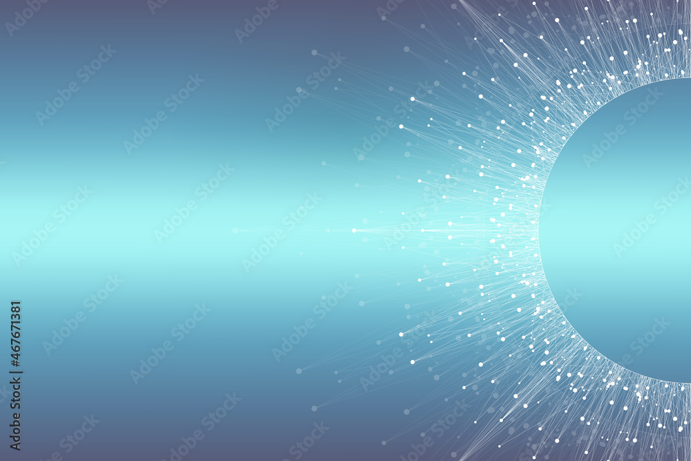 Leinwandbilder Quantum computer technology concept. Deep learning artificial intelligence. Big data algorithms visualization for business, science, technology. Waves flow, illustration.