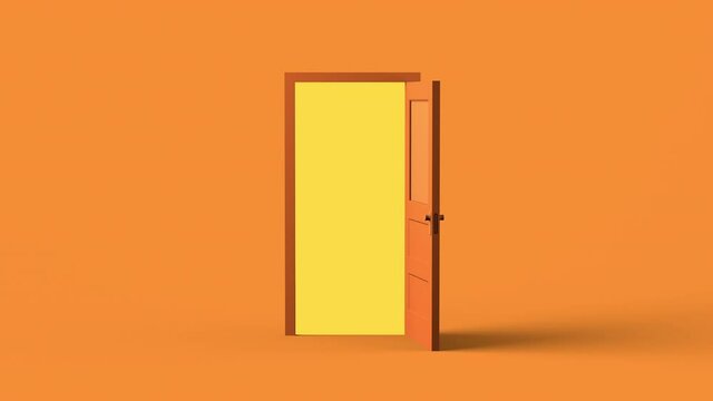 Door opening with light. 3D illustration. Copy space.