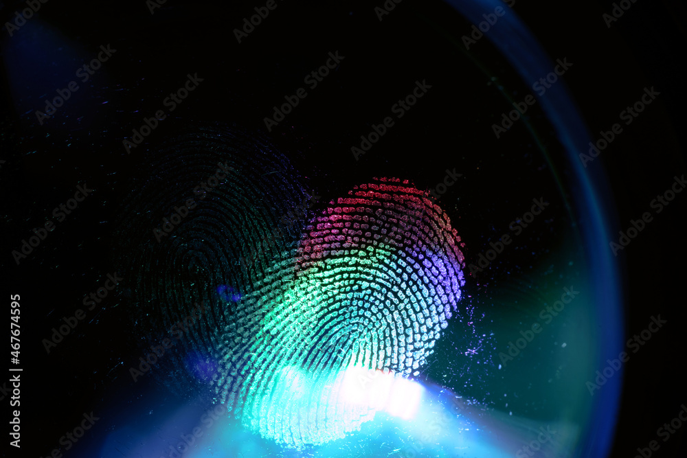 Poster beautiful abstract blue, green colored fingerprint on background texture for design. macro photograp