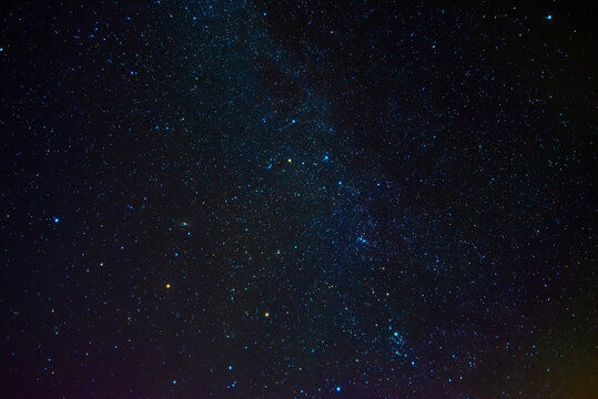Milky Way in starry sky with nebulae and galaxies. Background with stars and space