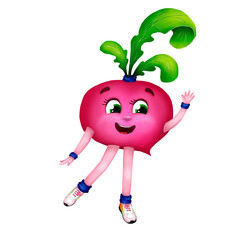 Character emotion. Radish was delighted.