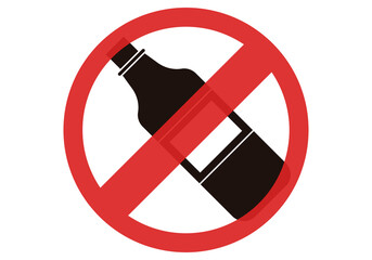 Icono negro de botella del alcohol prohibido. 