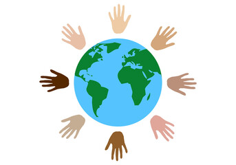Icono de mano de diferentes etnias alrededor del planeta.