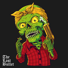 Gangsta skull Illustration. Hand drawn