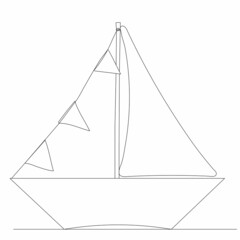 boat drawing one line isolated, vector