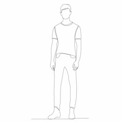 man drawing one line isolated, vector