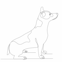 dog one line drawing isolated, vector