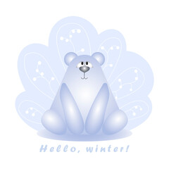 Polar bear. Winter postcard. Vector cute illustration 