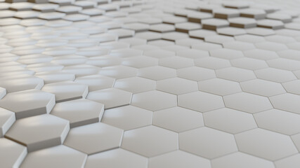 3D-Illustration of a hexagonal pattern, abstract background texture concept