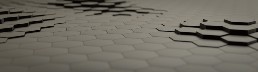 3D-Illustration of a hexagonal pattern, abstract background texture concept