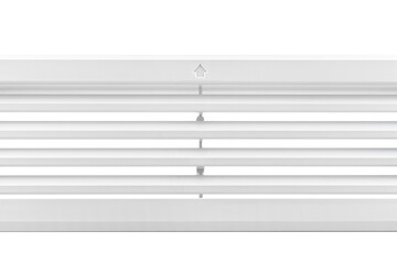 White ventilation grille for cooling the built in refrigerator in kitchen furniture, isolated on a white background.