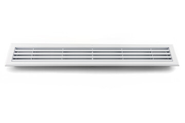White ventilation grille for cooling the built in refrigerator in kitchen furniture, isolated on a white background.