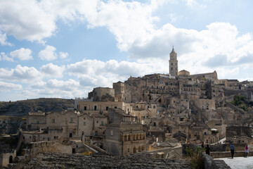 Fototapeta na wymiar Panoramic view of the historic old town of Matera in southern Italy. Matera was the European Capital of Culture in 2019.