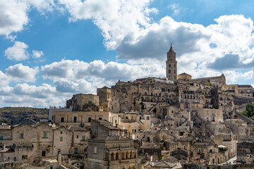 Fototapeta premium Panoramic view of the historic old town of Matera in southern Italy. Matera was the European Capital of Culture in 2019.