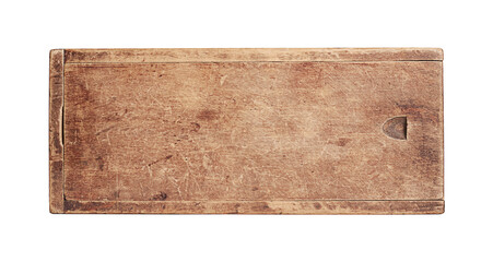 wooden box with lid on white background