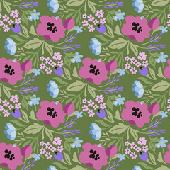 Seamless floral pattern. Abstract flowers, bouquets of flowers. Vector illustration.