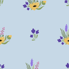 Seamless floral pattern. Abstract flowers, bouquets of flowers. Vector illustration.