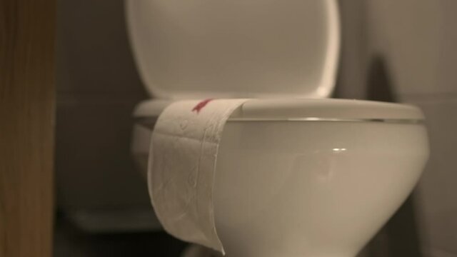 Ending 2021, humorous footage of paper roll being sucked into sanitary toilet after flushing water