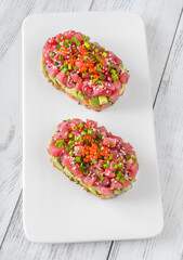 Tuna and salmon tartare