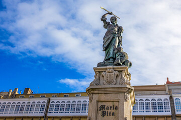 Sculpture Maria Pita in sunny weather