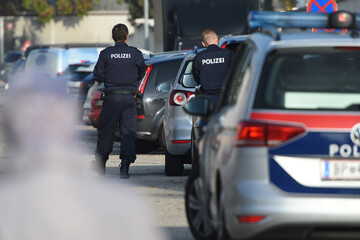 Polizeikontrolle in Wels, Oberösterreich, Österreich, Europa