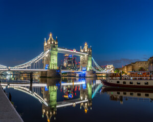 Tower Bridge at dawn in London. England