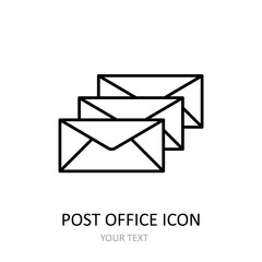 Vector illustration with post office icon. Outline drawing.