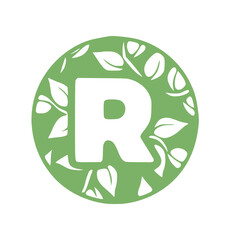 Letter r natural hand drawn monogram initials