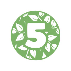 Obraz premium Number 5 natural hand drawn glyph icon. Five symbol vector clip art